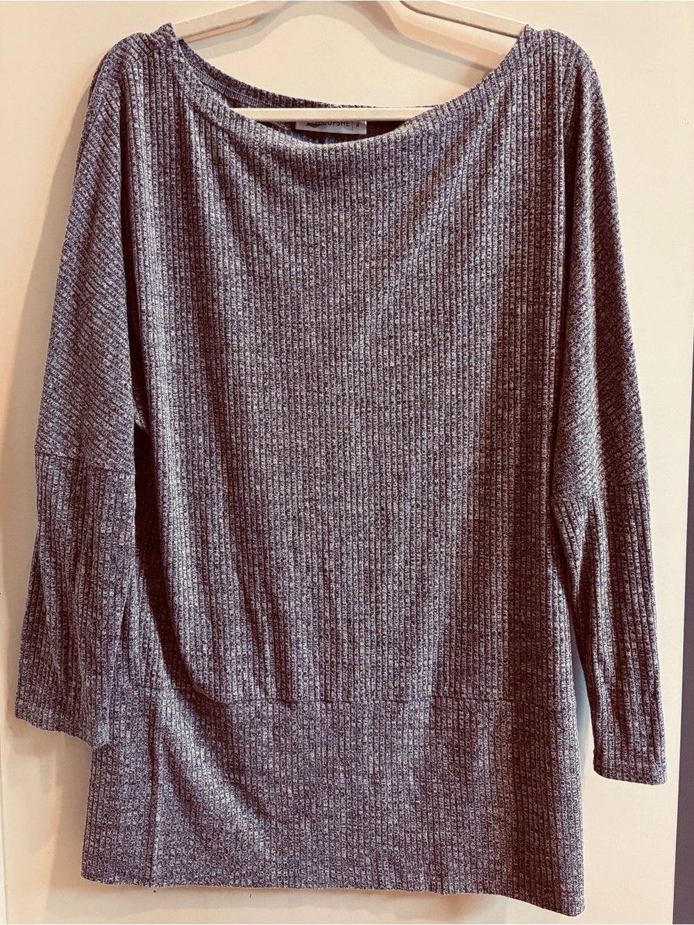 Cupshe Heather Gray Ribbed Knit Crewneck Top